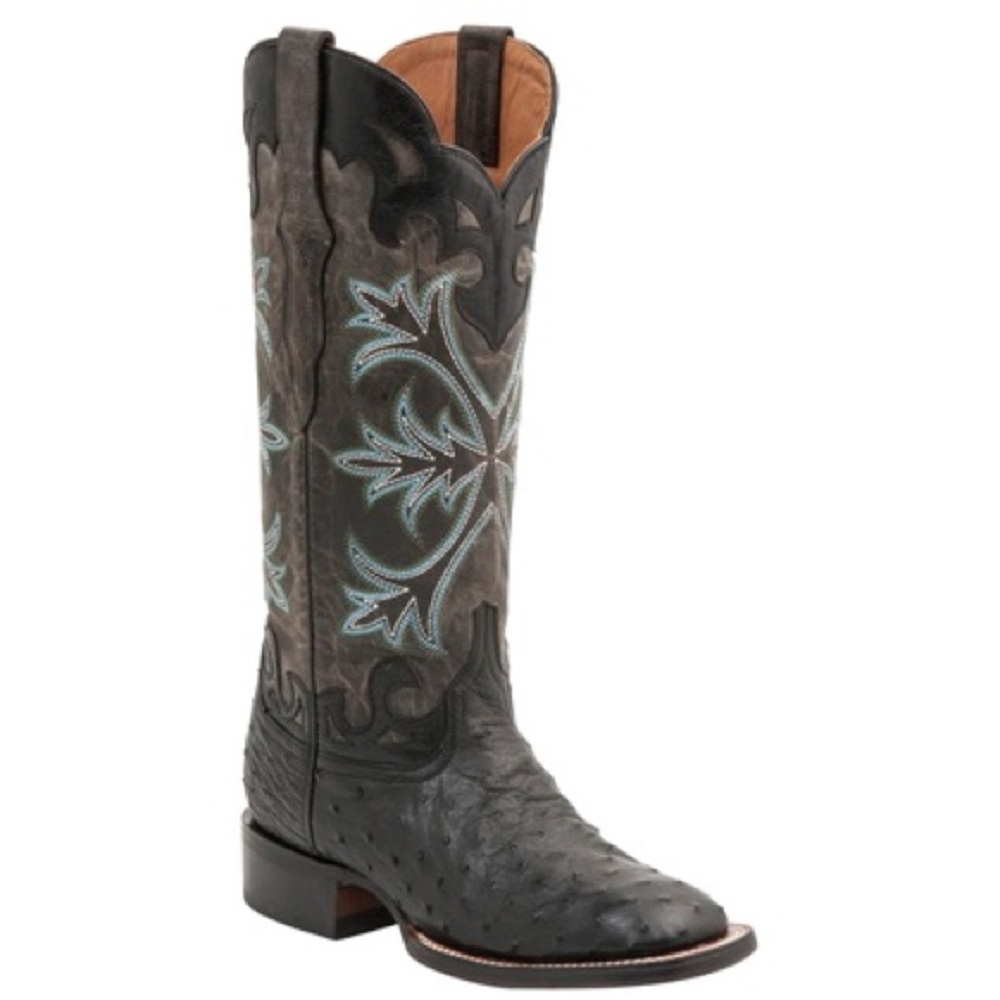 Lucchese Womens Black Full Quill Ostrich Boot - Worn once